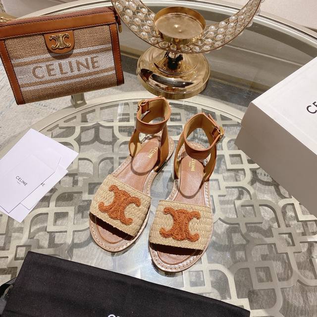 Celine 代购级别！2025新品沙滩凉鞋 进出专柜无压力，重工版，拒绝一眼假Low货 原版楦型，非市面上普通水货，调试N次、这款上脚绝对Vintage复古风
