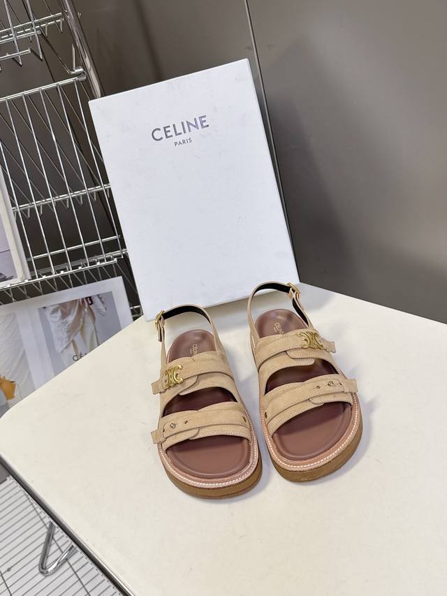 Celine思琳代级别 春夏新品凯旋门复古罗马凉鞋拖鞋 进出专柜无压力，重工版，拒绝一眼假Low货 原版楦型，调试N次、这款上脚绝对Vintage复古风味十足