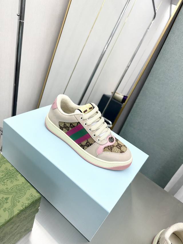 顶级版本Gucci 早春古驰G家 最新爆款Mac80 运动鞋 情侣款 休闲 复古 做旧 脏脏鞋 小脏鞋 小白鞋 原版购入开发 做货 古驰Mac80全新爆款系列