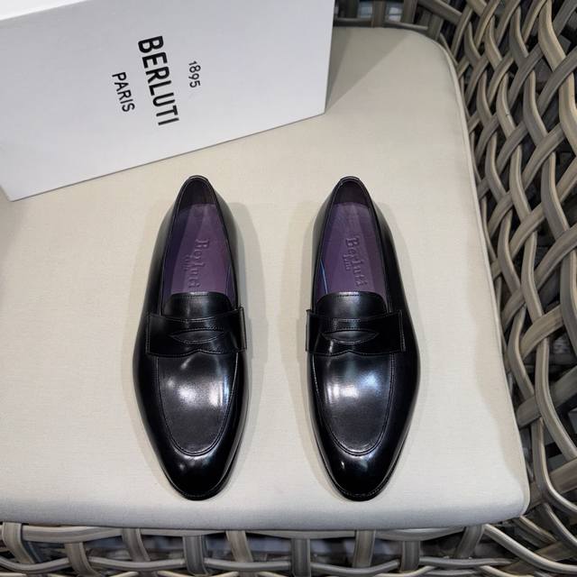 Berlut* 布鲁提 新款男士手工擦色乐福鞋皮鞋出货 ｜渠道精品 一脚蹬简便款｜甄选优质进口小牛皮胚擦色｜小牛皮鞋面｜冷粘工艺｜古朴大气｜真皮琴底橡胶组合大底