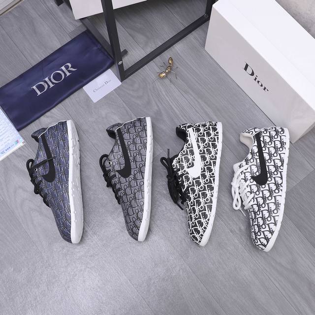 商品商标：Dior 迪奥 休闲鞋 正码码数: 38-44 45定做不退换 商品材料：精选牛皮印花鞋面 网内里 橡胶大底