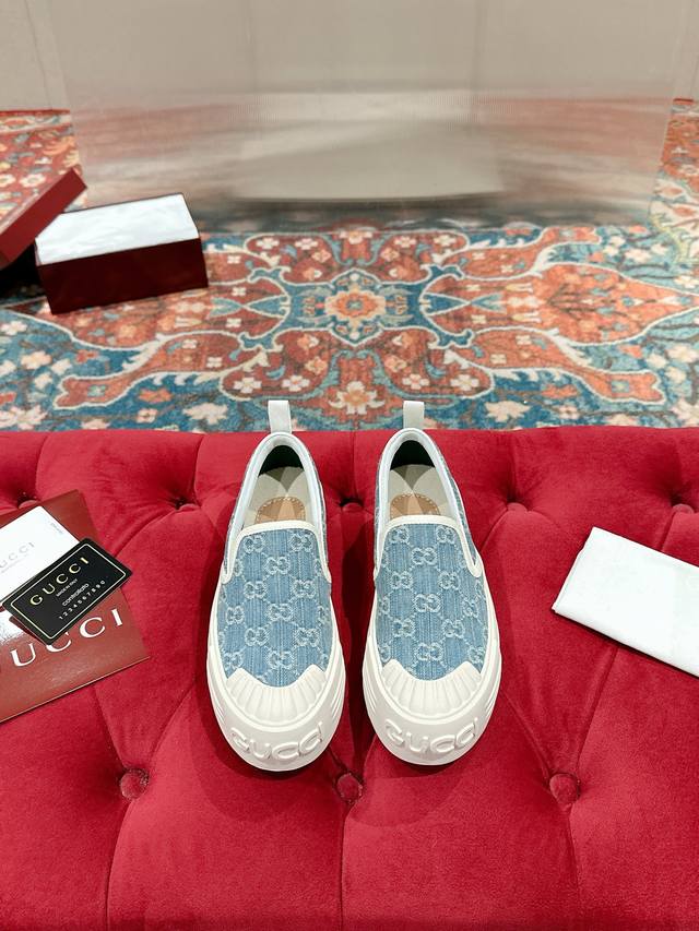 工厂P价 女装女鞋 运动原单 上新 Arrival Gucci Tennis 1977 经典乐福系列帆布鞋 2025火爆推荐款，G+1977×Disney 合系
