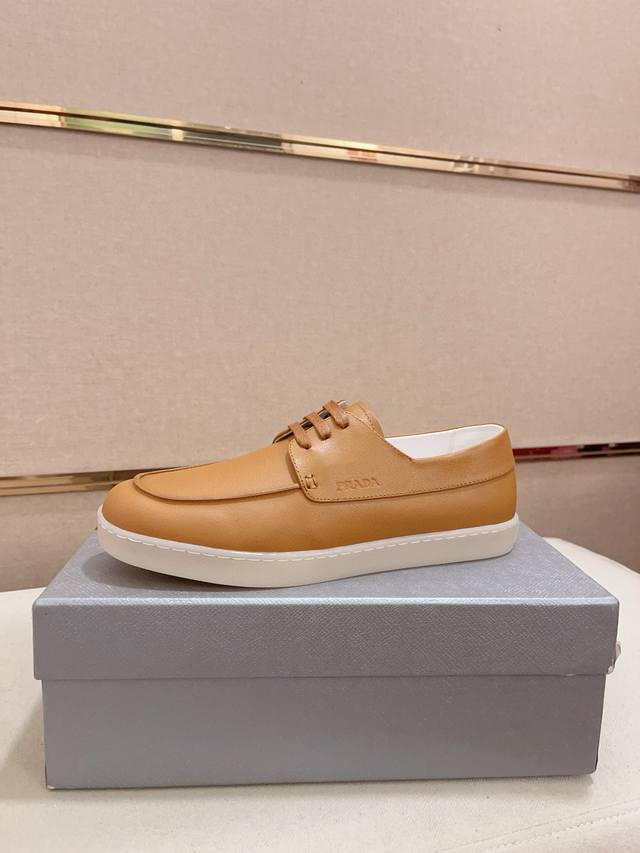 工厂P价 高版本 高品质新款Prada 普拉达 专柜同步上市， 新款男鞋、面料精选高科技滴胶工艺制作而成。内里:全牛皮内里。高端气垫开模防滑橡胶大底，精美线条、