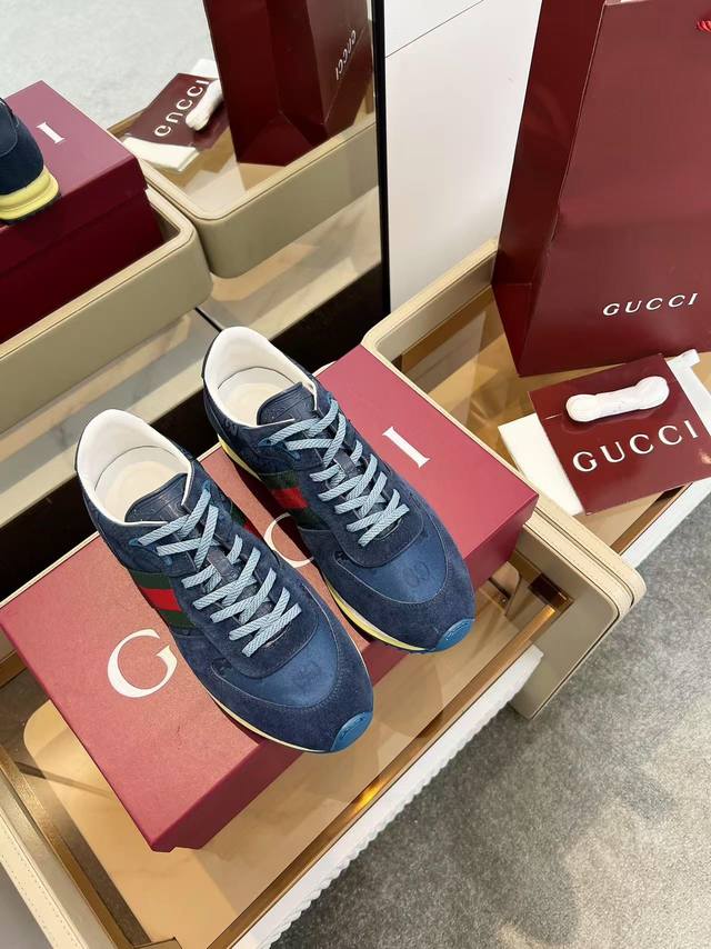 Gucci 古奇 男款 新款阿甘运动鞋 轻盈舒适又百搭，细节满满，彰显复古运动情怀 男码39-45
