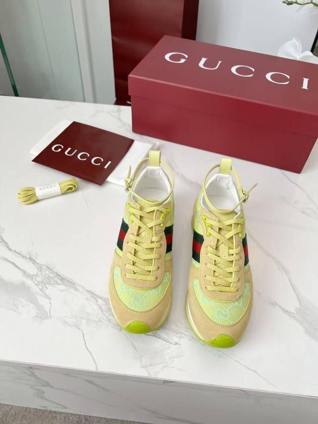 Gucci 古奇 女款 新款阿甘运动鞋 轻盈舒适又百搭，这款运动鞋可两穿，可拆卸可调节踝部绑带，非常新颖的设计，细节满满，彰显复古运动情怀 女码35 40 41