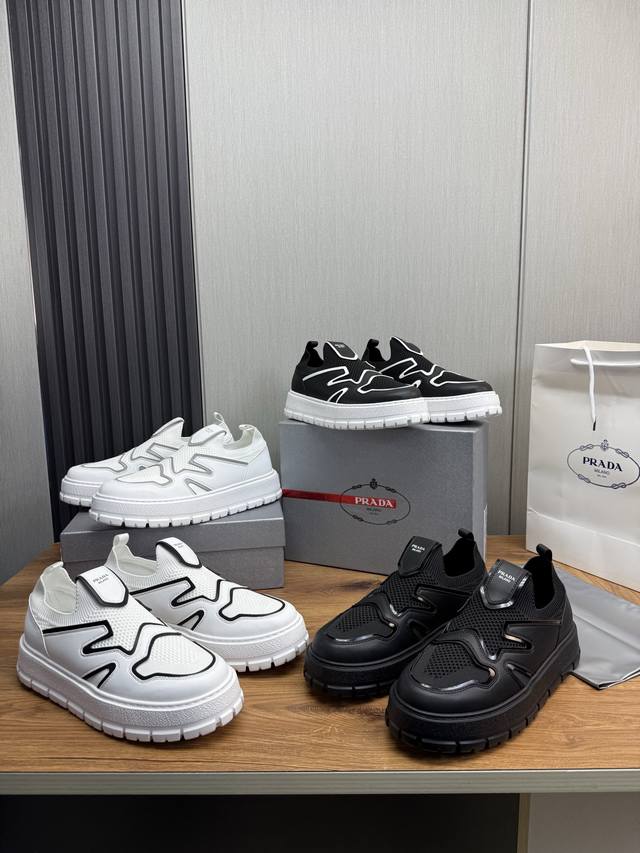 工厂P价 Prada普拉达 官网同步新款，高品质出货爆款热卖 原版飞织牛皮+牛皮内里，11复刻 ，原厂原版底，38-45 男45定做不退换