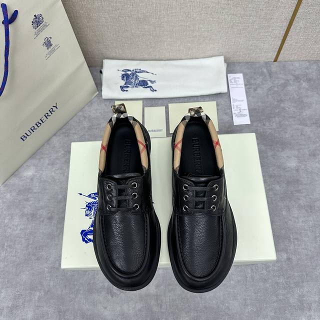 B家新品 Burber*Y 巴宝-莉 男士休闲便鞋 绅士之履，经典与质感的完美融合 经典设计，彰显品牌底蕴 采用进口全粒面头层小牛皮进口羔羊皮里 苯染头层牛皮鞋