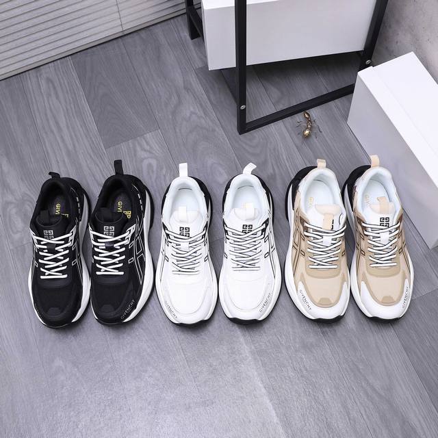 商品商标：Givenchy 纪梵希 休闲鞋 正码码数: 38-44 商品材料：精选牛皮拼接透气网鞋面 网内里 牛皮鞋垫 原版大底