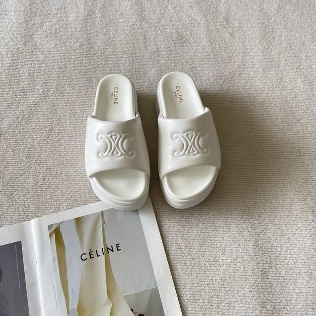 出厂： Celine 赛琳2025专柜 顶级专柜 初夏新品 官网上新 独家首发 Celine 赛琳 凯旋门 25Ss 厚底拖鞋 Ceiline拖 拖鞋 Celi