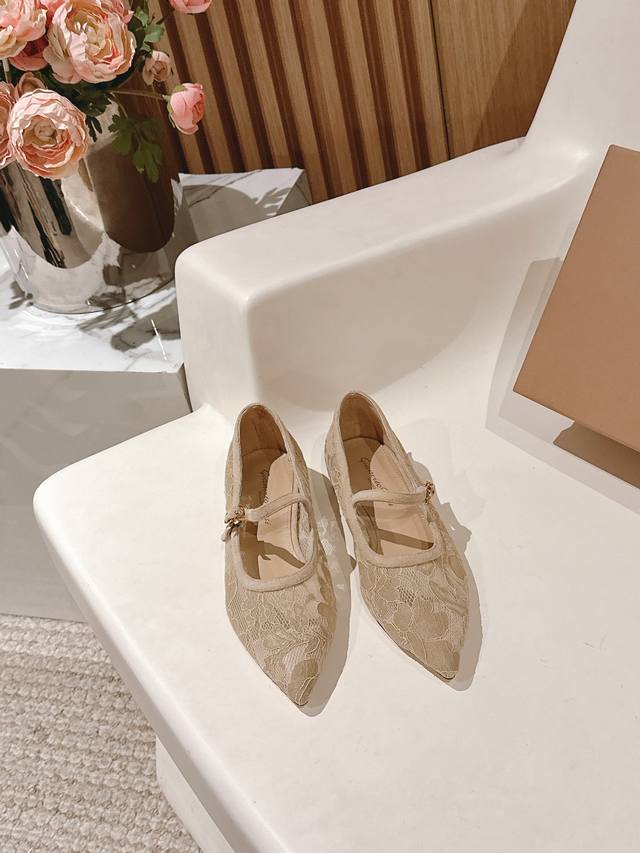 Gianvito Rossi 2025新款单鞋 顶级版本 蕾丝网面设计独具韵味，增添了神秘与性感。高跟尖头展现出优雅气质，后空款式则透着一丝俏皮。穿上它，每一步