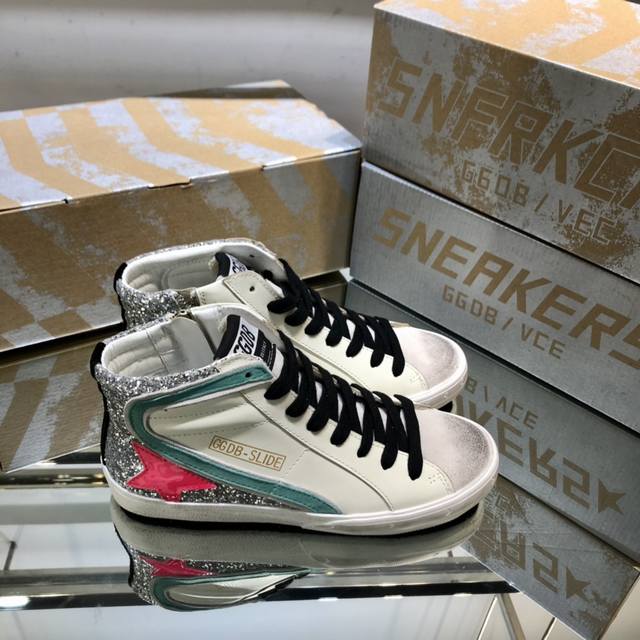 红绿拼色高帮情侣款Ggdb Slide 原版复刻1.1高版本低端勿扰 Golden Gse Deluxe Brand Super Tar N双正品拆解打版# 市