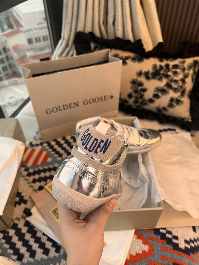 羊毛里 银色高帮高版本专柜新包装Ggdb Star小脏鞋魔术贴情侣款黄金鹅脏脏鞋Golden Gse Deluxe Brand Super Tar同色调码 N双