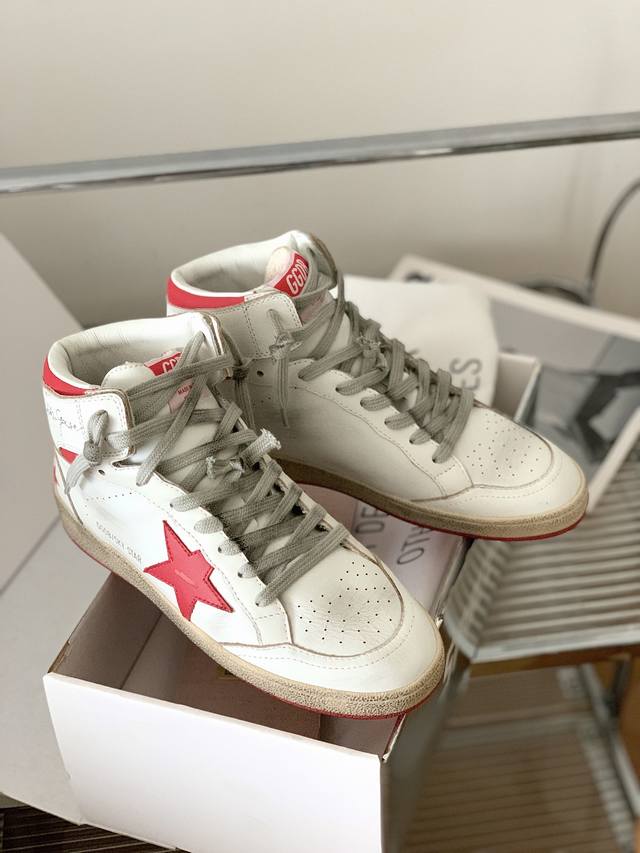 红色高帮情侣款#原版1.1高版本.低端勿扰 2630新款Golden Goose Deluxe Brand Ggdb Sky-Star高帮鞋小脏鞋 上脚非常帅气