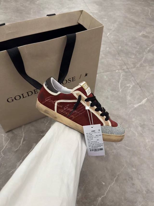 酒红色打印情侣款. 原单高版本.低端勿扰 Ggdb Star 小脏鞋高版本男女情侣款 新款单鞋Golden Gse Deluxe Brand Super Tar