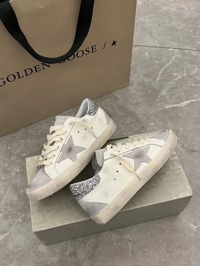 亮片银尾灰星情侣款. 代购原版复刻高版本.低端勿扰 Ggdb Star黄金鹅脏脏鞋高版本男女同款情侣鞋 2025新款小脏鞋爆款四季单鞋Golden Gse De