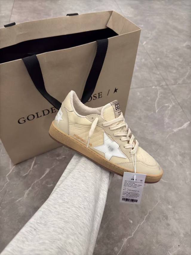 杏色情侣款顶级代购高版本.低端勿扰 春夏新款Ggdb小脏鞋双色底厚底板鞋情侣鞋爆款# Ggdb Ballstar 板鞋运动鞋 系列里最显腿细的 上脚好看顺眼 鹅