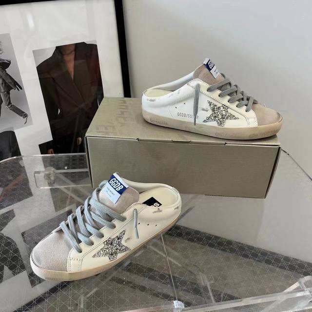 银星半拖情侣款# 原版复刻高版本.低端勿扰 Golden Goose Deluxe Brand 2025夏季新款Ggdb半拖小脏鞋Snerkers系列 鞋面:原