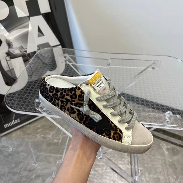 豹纹半拖情侣款# 原版复刻高版本.低端勿扰 Golden Goose Deluxe Brand 2025夏季新款Ggdb半拖小脏鞋Snerkers系列 鞋面:原