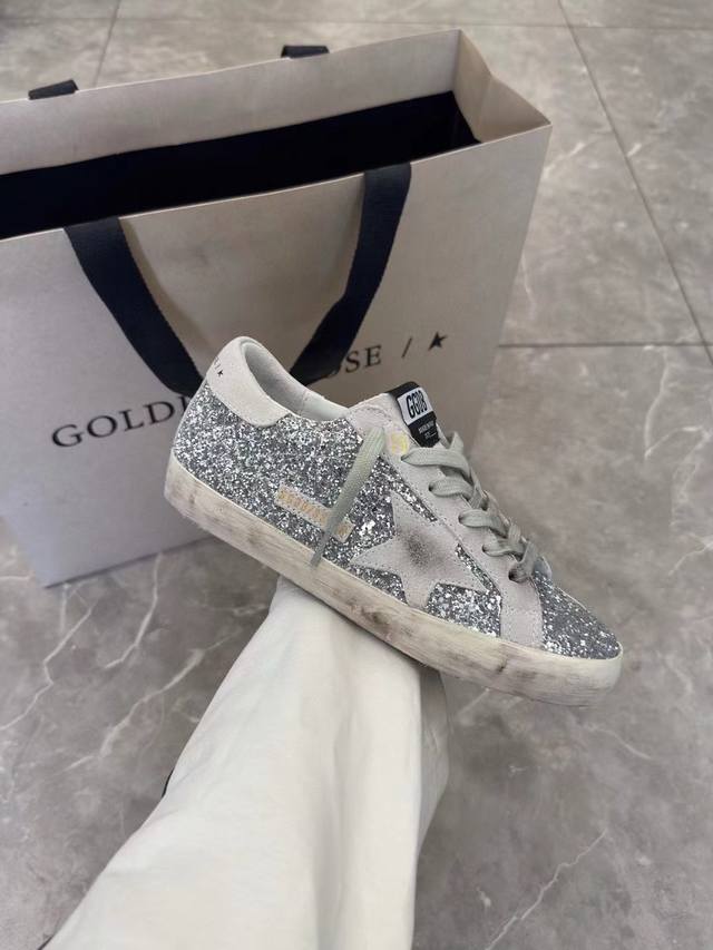 亮片银格灰星情侣款.代购原版复刻高版本！低端勿扰 Ggdb Star黄金鹅脏脏鞋高版本男女同款情侣鞋 2025新款小脏鞋爆款四季单鞋Golden Gse Del