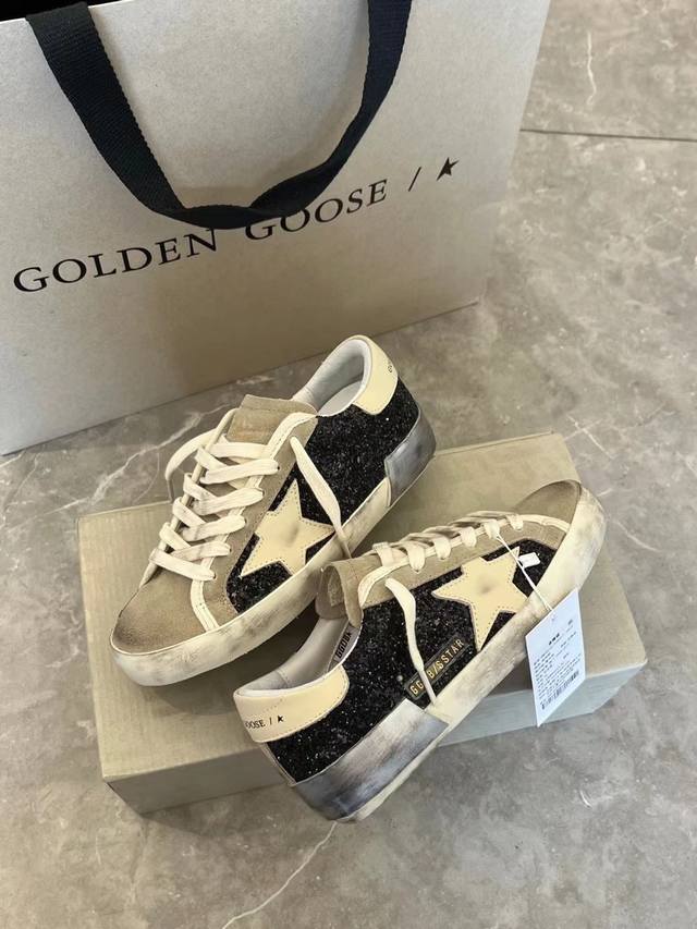 银边底黑棕拼色情侣款.原单牛里高版本.低端勿扰！ 2025新款 Ggdb Star 小脏鞋黄金鹅脏脏鞋高版本男女情侣款单鞋Golden Gse Deluxe B