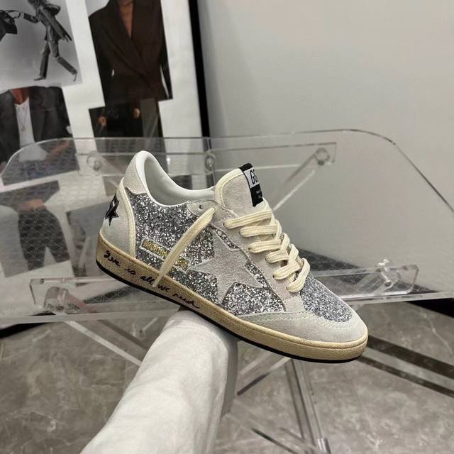 长期做货.订单询价 亮片银色情侣款顶级代购高版本.低端勿扰 春夏新款Ggdb小脏鞋双色底厚底板鞋情侣鞋爆款# 此色只支持同色调码. Ggdb Ballstar