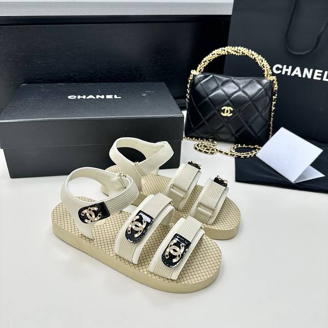 Chanel香奈儿25年夏季新品 小香家魔术贴厚底沙滩凉鞋 正码:35-39订做40.41不退换
