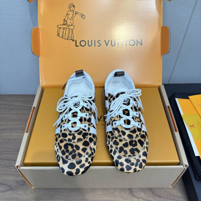 Louis Vuitton路易威登驴牌春夏Sneakerina系列 芭蕾运动鞋 德训鞋 休闲便鞋 情侣款 高版本包装 豹纹 男款70 完美复刻Sneakerin