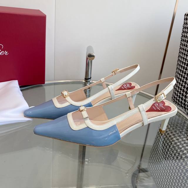 Roger Vivier Ss New Arrival～Rv 后空单鞋 顶级品质 带多巴胺的糖果色系；给人很少女的活力气息 漆皮鞋面 羊皮内里 牛皮鞋底 跟高：