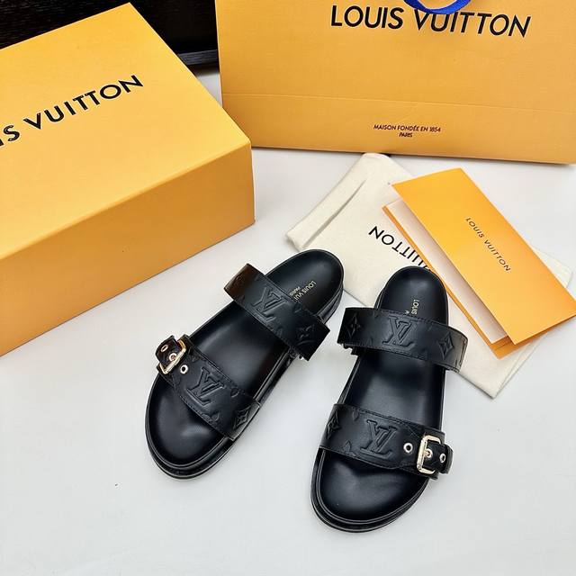 Louis Vuitto L驴家 新款 魔术贴沙滩凉拖鞋 正码:35-39订做40.41