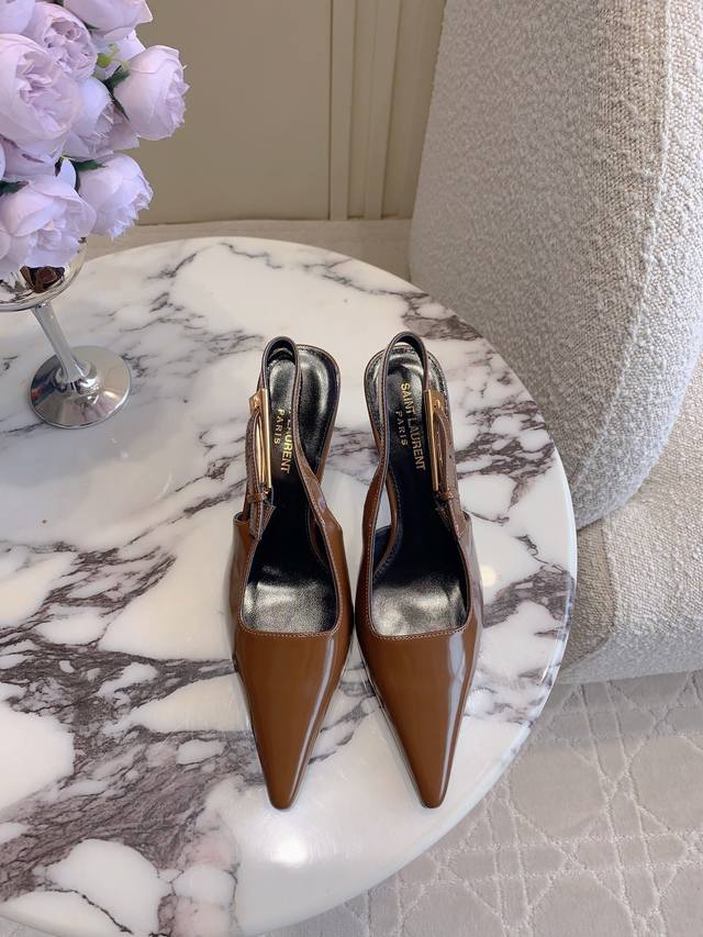 出厂价Pp Saint Lauren* Ysl 杨树林新款高跟后空凉鞋 全新升级中跟版本 更稳更好穿 小姐姐的美丽尤物高跟鞋 优雅迷人性感 女人味十足 鞋面牛皮