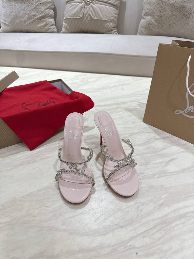 顶级版 原版盒 Christian Louboutin 2025S原版做货重工Cljust Queen水晶高跟拖鞋 材质：进口Pvc+克里奥水钻 内里：粒面珠光