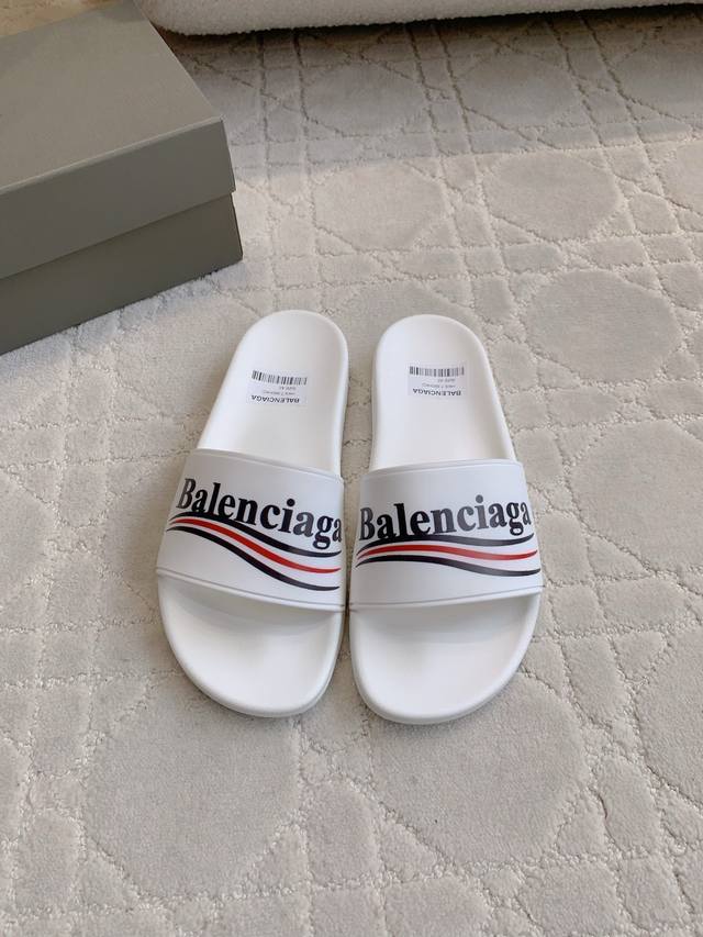 出厂价P 男款 Balenciag*经典款男士沙滩拖鞋 休闲百搭款 整双鞋子轻便舒适 Zp购入1:1复刻 尺码39-44 45定做