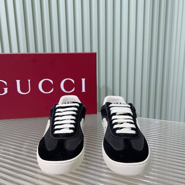 Gucci 24P最新情侣款德训鞋；阿甘鞋；运动鞋 经典复古范 永不褪色的阿甘训德鞋，绝对人手入必的德训运动鞋 原版定牛制皮 牛反绒面料，牛皮垫脚，Tpu原版底