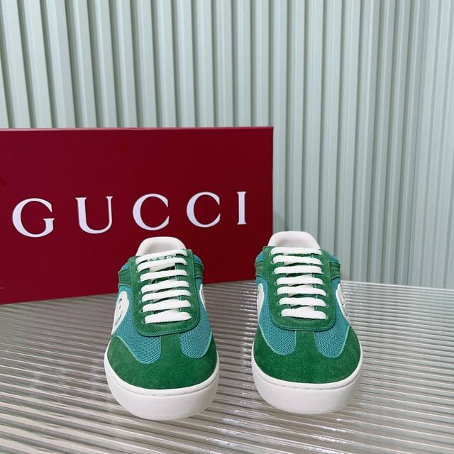 Gucci 24P最新情侣款德训鞋；阿甘鞋；运动鞋 经典复古范 永不褪色的阿甘训德鞋，绝对人手入必的德训运动鞋 原版定牛制皮 牛反绒面料，牛皮垫脚，Tpu原版底