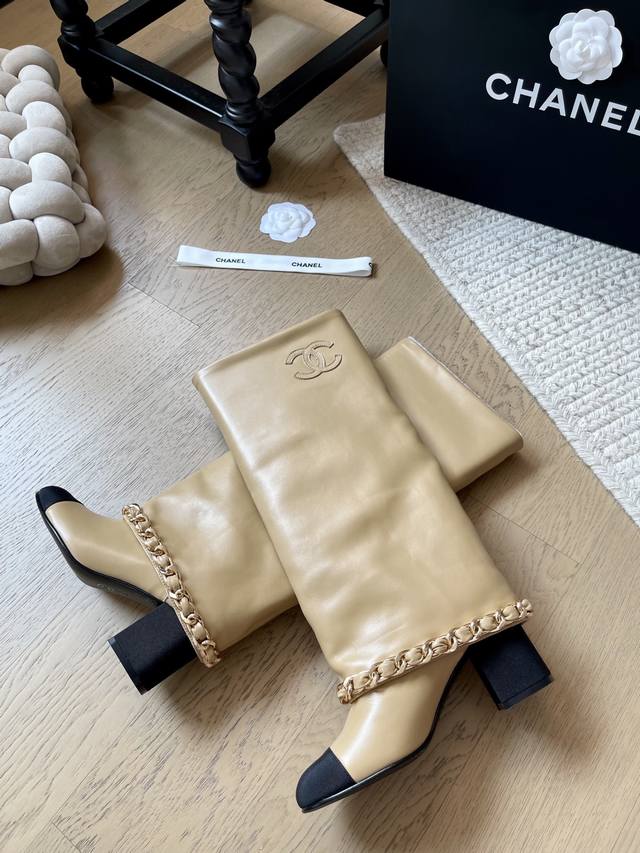Chanel 25A新款链条长靴系列！ 顶级版本！抢先发售 鞋面牛仔布 网纱 羊皮 内里羊皮 真皮大底 原版定制链条！ 码数：34-41 34 40 41定制不