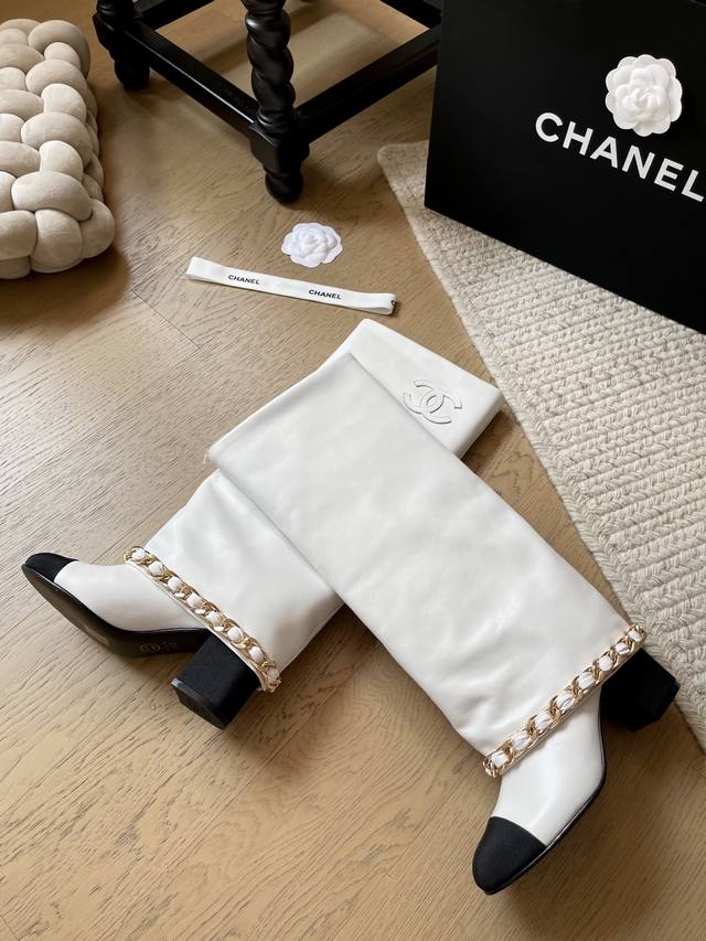 Chanel 25A新款链条长靴系列！ 顶级版本！抢先发售 鞋面牛仔布 网纱 羊皮 内里羊皮 真皮大底 原版定制链条！ 码数：34-41 34 40 41定制不