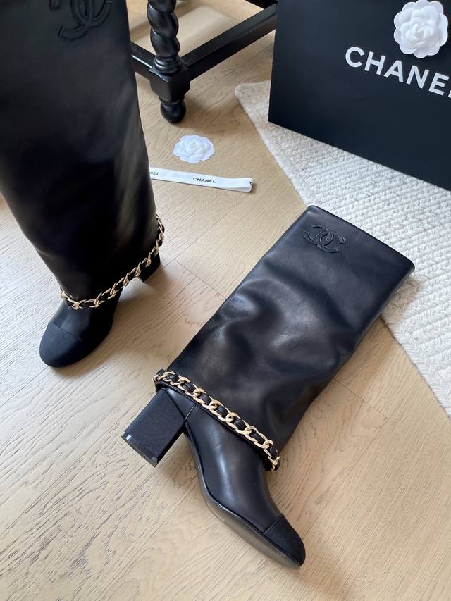 Chanel 25A新款链条长靴系列！ 顶级版本！抢先发售 鞋面牛仔布 网纱 羊皮 内里羊皮 真皮大底 原版定制链条！ 码数：34-41 34 40 41定制不