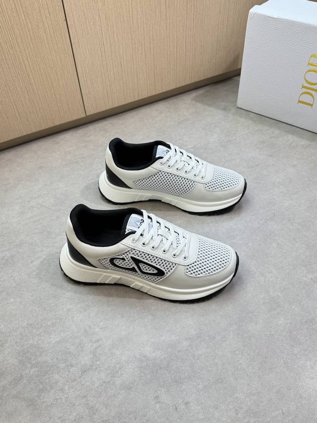 Dior 迪奥 -高端品质 原单 休闲运动鞋-鞋面：进口纳帕小牛皮、品牌镂空网帆布布匹、鞋身车缝品牌Logo图腾-内里：品牌帆布-原版：超轻Tpu发泡 橡胶；双