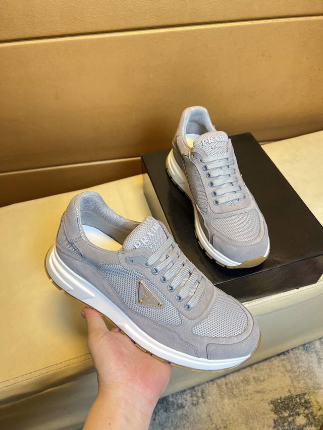 Prada 普拉达 -高端品质 原单-鞋面：丝绸小牛皮、品牌帆布布匹、品牌金属扣件-内里：网布，垫脚; 顶级牛皮-大底：超轻Tpu发泡; 成型大底-超高品控 做