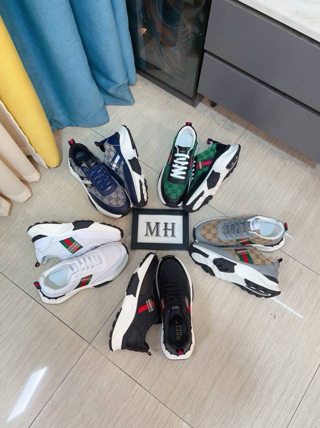 出厂价P Gucci 古奇新款系带休闲男鞋抢先上市，材料做工完胜市场所有版本 最高品质出货头层牛皮配进口原版穿孔材料真皮内里，私模软质大底，上脚舒适度高、进口专
