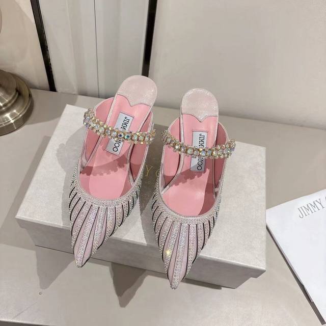 工厂P价 女装女鞋 运动原单 Jimmy Choo 2025爆款， 尖头水钻高跟鞋 凉鞋王一博的家人来摩托姐姐们，Jimmychoo全球品牌代言人 澳大利亚尖头