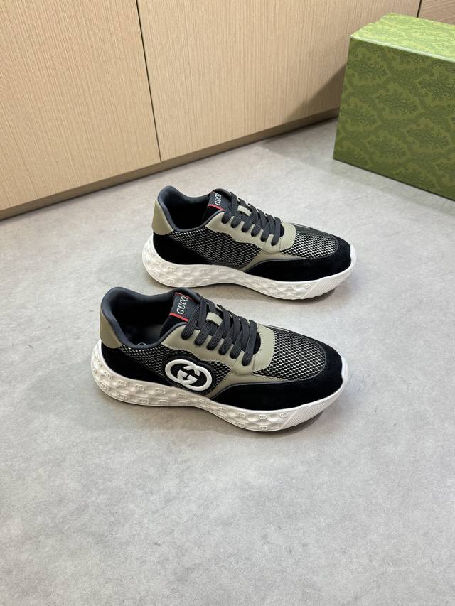 Gucci 古驰 -高端品质 原单 休闲运动鞋-鞋面：进口纳帕小牛皮、反绒小牛皮、品牌高丝光帆布、鞋身车缝品牌图腾塑胶模块-内里：水染牛皮-大底：超轻Tpu发泡