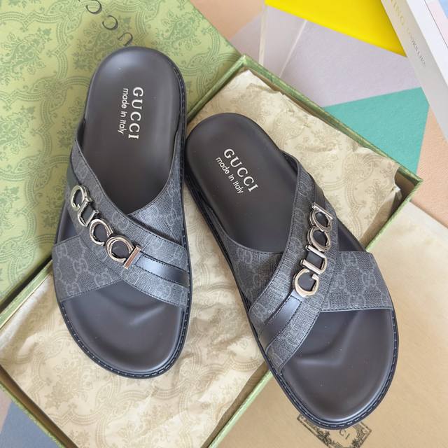 实价 Gucc 古奇 原单品质 2025Gucci 古奇 夏季新款 双G 老花 夹脚 一字拖 交叉凉鞋 厚底 拖鞋 沙滩鞋原版购入开发 做货 G家 夏季新款黑马