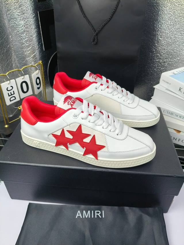 Amiri 2025春夏Sunset Skate情侣款星星鞋骨头德训鞋微面包形体，多层真皮制作的骨头编织图案立体感更强微厚鞋底，反绒皮质拼接，细节丰富，一切元素