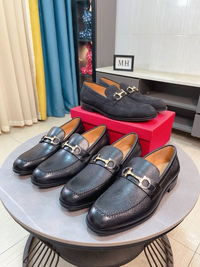 出厂价P 牛里 Ferragamo 菲拉格慕最新男士商务皮鞋官网原版1:1开模头层采用意大利进口牛皮奢华牛皮内里，柔软舒适高端大气，高品味男士首选38-44 4
