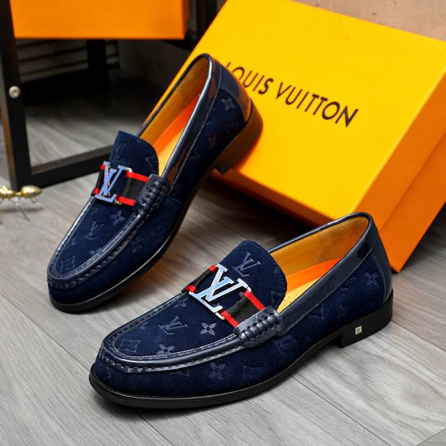 调工厂P价 男装男鞋 运动原单 商品商标：Louis Vuitton 路易威登 商务正装套脚皮鞋正码码数: 38-44 45订做商品材料：精选 反绒印花牛皮鞋面