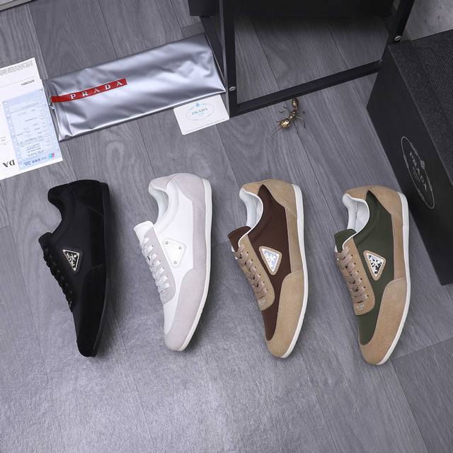 商品商标：Prada [普拉达] 休闲鞋正码.码数: 38-44商品材料：精选 磨砂牛皮拼接布面 网内里 牛皮鞋垫 原版大底