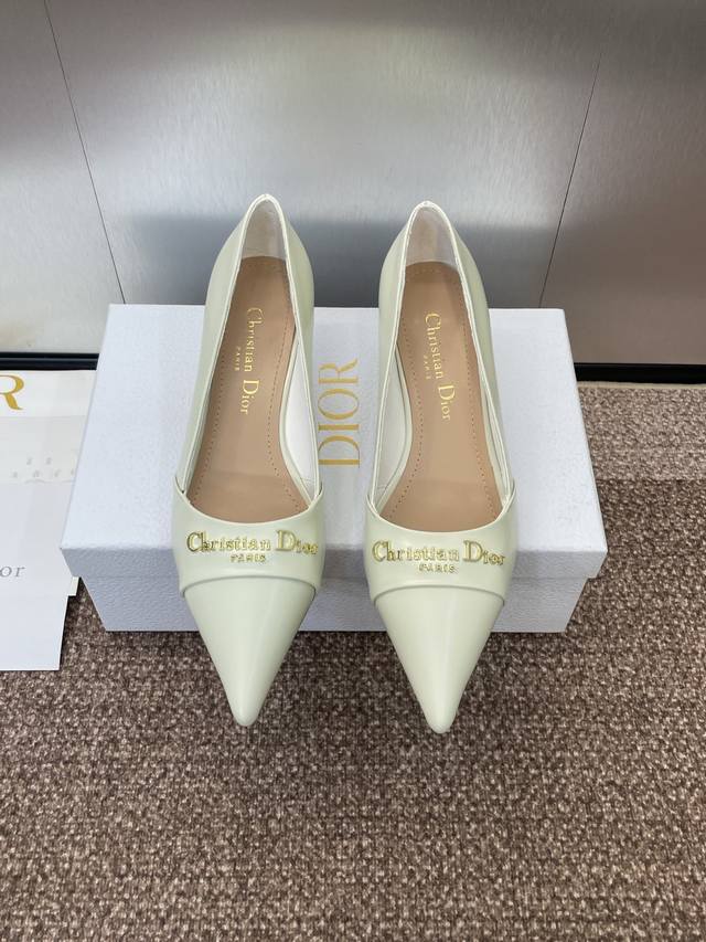 工厂P价P 迪奥 2025春夏高定系列新款 My Dior 低跟尖头女鞋 Cd字母Logo五金扣细跟单鞋材质：进口开边珠牛皮 小牛皮 环保透气科技面料+水染羊皮