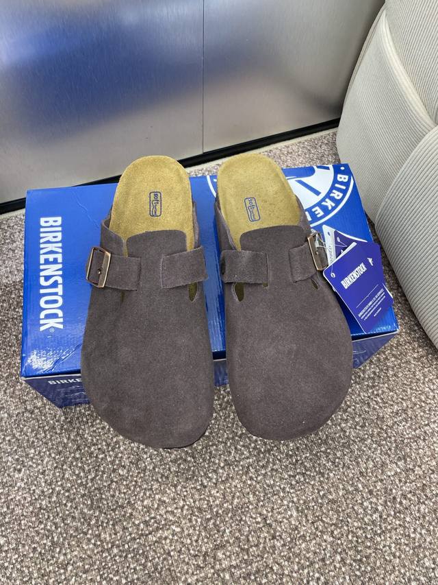 工厂P价P Birkenstock博肯春夏情侣款沙滩鞋 平底五金皮带扣穆勒凉拖鞋 市面顶级版本材质:面料进口牛猄皮脚床：软木+高弹Pvceva +橡胶发泡原厂底