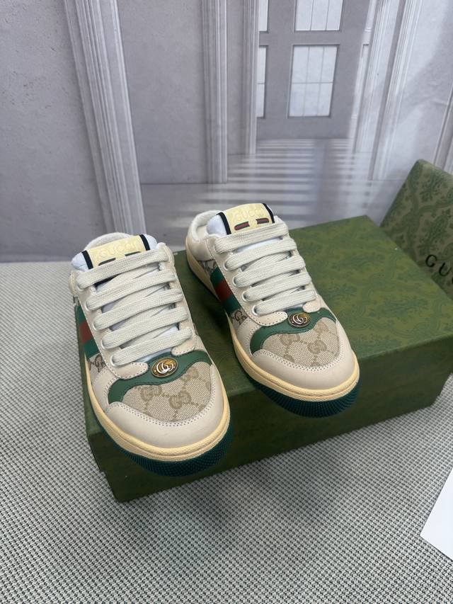 Gucci 代购版本 Nfc带扫码芯片Gg系列做旧小脏鞋-年爆款来袭！十转九卖必上款新色加推-市场终极版本！购原版开发 .面料 材质 大底 细节任意对比！开模施